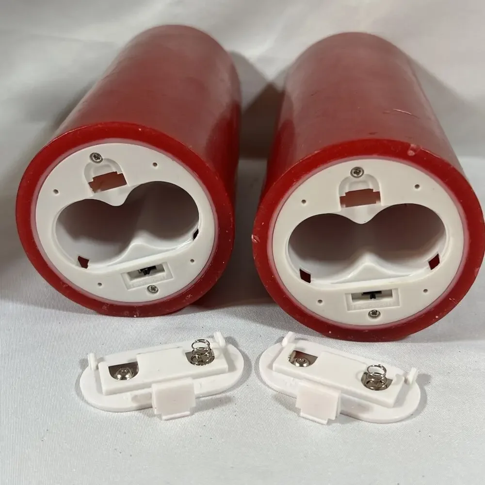 Lot of 2 Luminara Real Flameless Candles Pillar Red Pair Remote Wax Candle